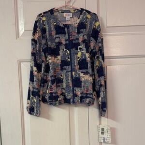 LuLaRoe Blue and Yellow Patterned Jacket